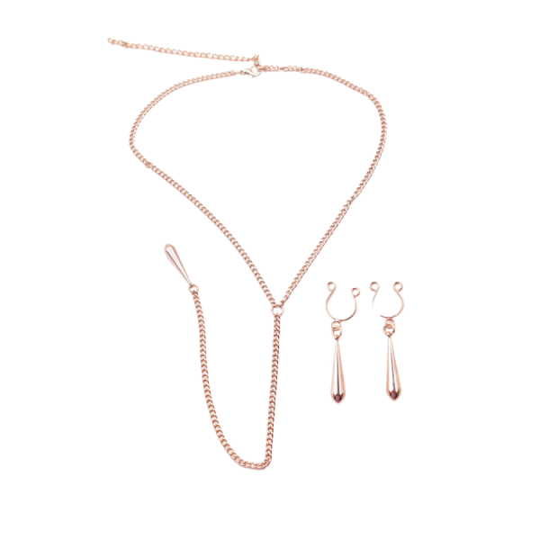 bijoux de corps, pinces de seins goutte et tour de cou chainette 
